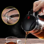 Glass Coffee Pot Teapot with Removable Infuser,Clear Tea Kettle with One Button Press Filter Loose Leaf Brewing Coffee Maker - Image 5